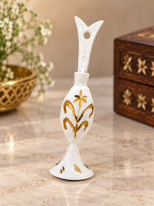 Support à kohl Surmedani blanc artisanal avec motif floral doré – Contenant traditionnel pour Kajal, décoratif, pour la beauté et le soin des yeux - Product Image 4