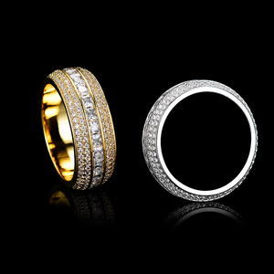 Anillo de Moissanita Redonda y Princesa con Engaste Pavé y Canal, Chapado en Oro de 14K, Unisex, Regalo de Aniversario, ¡Venta Caliente! - Product Image 3