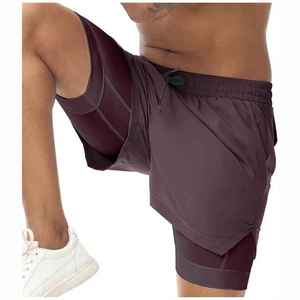 Shorts pour hommes en polyester tissé, couleur violette, avec cordon de serrage à la taille, séchage rapide, avec poches, style décontracté, longueur mi-cuisse - Product Image 5