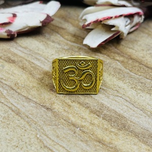 New Arrival Spiritual Om Signet <b>Ring</b> Tribal Texture Brass <b>Ring</b> <b>Men</b> 18K Gold Plated Religious Signet Design <b>For</b> Wholesale/OEM/ODM - Product Image 5