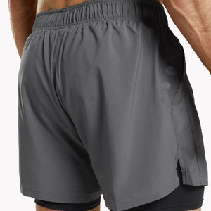 Premium Quality Double <b>Layer</b> Men's <b>Mid</b> Gym Sports Shorts Elastic Waist Eco-Friendly Anti-Wrinkle Quick Dry Breathable Solid - Product Image 4