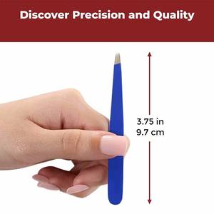 แหนบดึงขนตาสแตนเลสแบบแม่นยำ ปลายเรียบ สีฟ้า - Product Image 2