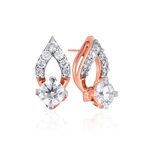 18K Rose Gold Teardrop Diamond Stud Earrings Round Lab Grown Diamond Elegant Fine Jewelry for Women - Product Image 2