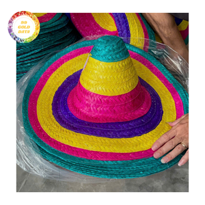 Sombrero Mexicano de Paja Rayado con Ala Ancha Hecho a Mano para Playa, Ciclismo, Festivales, Fiestas, Disfraces, Venta al por Mayor - Product Image 3