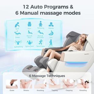 Fauteuil de massage corps entier avec rail flexible, zéro gravité, haut-parleur Bluetooth, airbags, chauffage, confort et relaxation - Product Image 4
