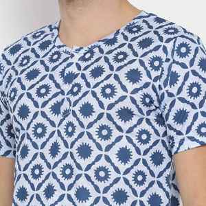 T-shirt en coton à col rond et manches courtes pour homme, imprimé géométrique, coupe classique, haut décontracté tissé, hauts pour homme, t-shirts pour homme - Product Image 3