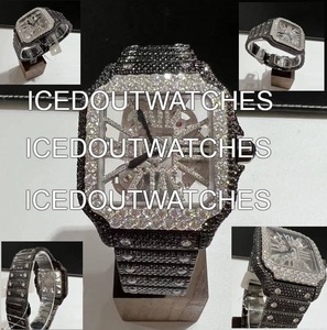 Montre automatique mécanique en acier inoxydable avec verre moissanite, cadran carré, étanche 10 bars, bracelet - Product Image 2