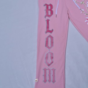 Pantalon large femme Bloom en polaire brodé, anti-plis, respirant, écologique, taille mi-haute avec cordon de serrage, coupe ample - Product Image 5