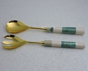 Modern Salad Server Set with Stainless Steel & Resin Construction Green Design Dishwasher <b>Safe</b> Eco-Friendly Salad <b>Tools</b> - Product Image 3