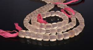 AAA Natural Rose Chalcedony Faceted Cube Shape Briolette 6-7MM Pink Chalcedony Square Box 3D Beads Natural Rose Quartz <b>Gemstone</b> - Product Image 2