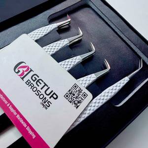 45/90 Professional Eyelash Extension Tweezers Set Anti Slip Stainless Steel Volume Lash Tweezers Custom Logo Color Anti-Magnet - Product Image 3