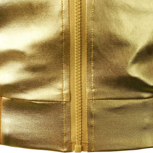 Blouson Bomber Vintage Doré pour Homme, Imperméable, en PU, Fermeture Boutonnée, Style Décontracté, Col Montant, Manches Classiques, Couleur Unie - Product Image 4