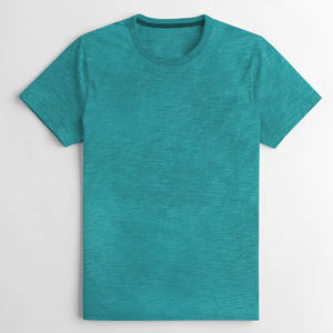 T-shirt homme en tissu tri-mélange doux (50% polyester, 25% coton, 25% rayonne) avec impression sérigraphique en relief et logo brodé 3D, vente en gros ODM - Product Image 5