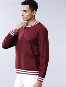 Sudadera de Cuello Redondo Color Granate para Hombre, Corte Regular, Estampada, Informal, Tejida, 100% Algodón, Resistente al Viento, para Otoño - Product Image 4