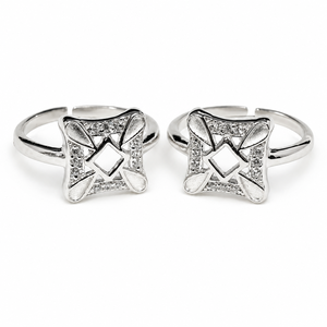 Cubic Zirconia Geometric Floral Adjustable <b>Toe</b> <b>Rings</b> for Women Set of 2 925 Silver <b>Rings</b> Pave Setting Minimalist Unisex - Product Image 6
