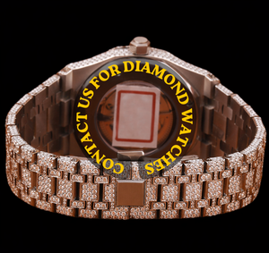 Reloj de Cuarzo de Moda con Moissanita, Acero Inoxidable, Dos Tonos, Esfera con Números Arábigos, Diseño de Brazalete Totalmente Adornado con Piedras, Resistente al Agua para Hombre - Product Image 4