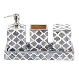 Juego de baño de alta calidad con incrustaciones de hueso, de 4 piezas, para hotel, con dispensador de jabón, soporte para cepillos de dientes y personalización de productos de baño. - Product Image 5