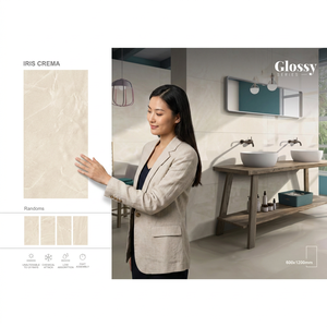 Calacatta White Polished Glazed Porcelain Tiles 600x1200mm Modern Luxury Marble Look Wear Resistant Interior <b>Wall</b> Bathroom - Product Image 3