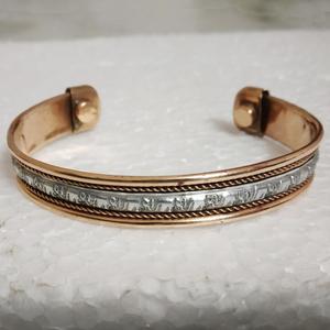 Luxury Handmade Mixed <b>Metal</b> Copper Bangle Magnetic Therapy Health <b>Bracelet</b> Adjustable Vintage Brass Cuff Jewelry Wholesale - Product Image 3
