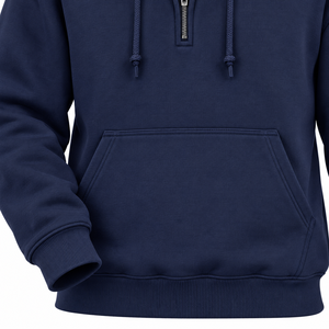 <b>Men's</b> <b>Navy</b> Blue Half Zip Pullover Hoodie Casual Solid Plain Dyed <b>Fleece</b> Sweatshirt - Product Image 5