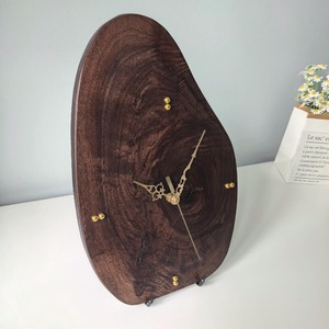 Irregular Wood Slice Analog Quartz Wall Clock Minimalist Design Silent Living & <b>Bed</b> Room Decor - Product Image 4