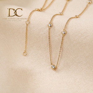 Collar de Oro Amarillo Sólido de 9K con Certificado IGI, Diseño Moderno con Diamante Cultivado en Laboratorio con Engaste de Bisel, Joyería Elegante para Mujer - Product Image 3