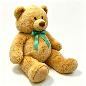 Customized oversized sitting teddy bear with green satin bow,<b>large</b> golden brown teddy bear <b>plush</b>,big classic stuffed teddy bear - Product Image 2