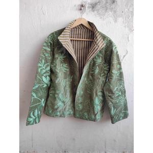 Handmade Bohemian Olive Green <b>Jacket</b> Women Floral Embroidery Casual <b>Short</b> Outerwear - Product Image 1