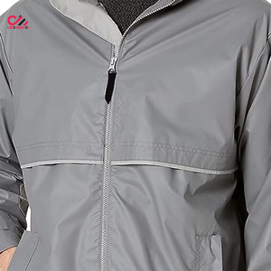 CARE MASTER <b>Men's</b> Gray Hooded Windbreaker <b>Jacket</b> <b>Waterproof</b> Casual Zipper Closure Polyester Outerwear Autumn Wear - Product Image 5