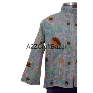 Veste TNT vintage à motif floral, printemps, multi-saisons, 100% coton, broderie Suzani, design dessiné à la main, écologique - Product Image 2