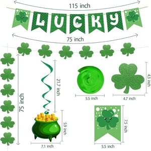 Set di 31 Decorazioni Preassemblate per San Patrizio: Ghirlande a Trifoglio, Striscioni Portafortuna, Decorazioni Irlandesi per Casa e Feste - Product Image 2