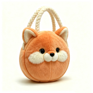 Bolso bandolera personalizado con forma de animal de peluche, bolso redondo de peluche con forma de zorro, bolso de mano de peluche con cadena, lindo bolso de peluche con forma de zorro y cadena plateada - Product Image 5