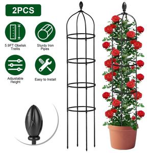 2 Packs 5.9FT Rustproof Garden Obelisk Trellis Fencing Trellis & Gates for Plant Tower Climbing Flower & Vegetable Vine Support - Product Image 3