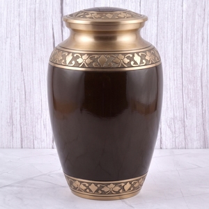 <b>Red</b> and Silver Floral Brass Adult Cremation Urn with glossy surface for Human Ashes, Funeral Memorial and Burial Urn - Product Image 6