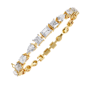Classic <b>Solid</b> Yellow <b>Gold</b> Plated Hiphop Style Tennis Bracelet Multi Cuts Moissanite Stones Channel Set Unique Bengal Bracelet - Product Image 1