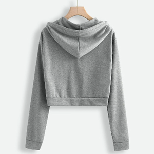 Sudadera con capucha corta para mujer, de manga larga, con cordón, bloques de color, estilo casual - Product Image 4