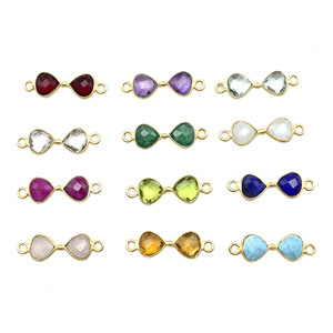 Connecteur en forme de cœur en citrine facettée |   Breloque en pierre précieuse pour bijoux DIY - Product Image 6