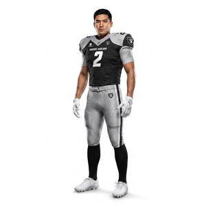 Conjunto de Uniforme de Fútbol Americano Negro Personalizado – Jersey y Pantalones Sublimados, Transpirables, para Entrenamiento y Juego en Equipo - Product Image 1