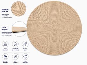 <b>Round</b> Cotton Rope <b>Place</b> <b>Mat</b> Natural Color Solid Pattern Washable Home Use Simple Style - Product Image 3