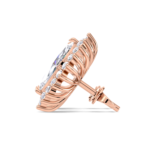 ต่างหูเพชรทรงมาร์คีส์แบบเฮโล ประดับเพชรคลัสเตอร์ ทอง 14K สีเหลือง/ขาว/โรสโกลด์ ได้รับการรับรองจาก IGI - Product Image 3