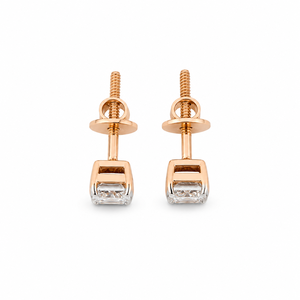 18K Rose Gold <b>Emerald</b> Cut Diamond <b>Stud</b> Earrings for Women High Polish Elegant Daily Wear Party Wedding Jewelry Gift - Product Image 5