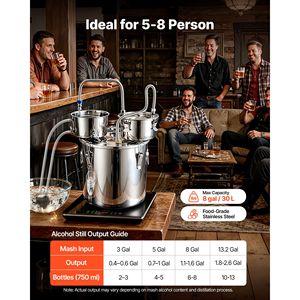 ชุดอุปกรณ์กลั่นแอลกอฮอล์แบบใช้ที่บ้าน ขนาด 8 แกลลอน/30 ลิตร พร้อมถัง Thumper Keg เทอร์โมมิเตอร์แบบสองสเกล และปั๊มน้ำ - Product Image 2