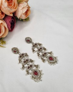 Boucles d'oreilles pendantes en zircon faites à la main avec perles, bijoux fantaisie pour soirée, bijoux artificiels pour femmes, fabricant - Product Image 4