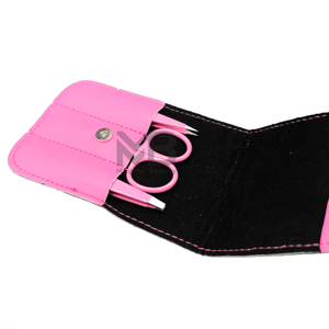 Juego de pinzas para cejas de color rosa con tijeras, punta puntiaguda de acero inoxidable, estilo moderno, duradero para el cuidado de las cejas - Product Image 3