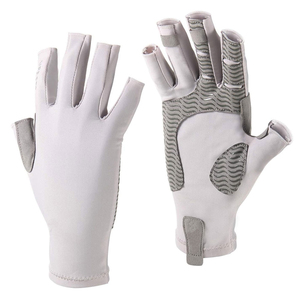 Lightweight Waterproof Outdoor Fishing Gloves Quick Drying Stretch Fabric <b>Sun</b> Protection Finger Cutouts Hooks Leather Non-Slip - Product Image 1