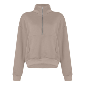 Women's Winter Front Zipper Long Sleeve Knitted <b>Turtleneck</b> Pullover <b>Sweater</b> Half Zip Casual Solid Color Cheap Price OEM - Product Image 5