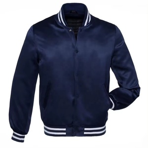 Veste de baseball pour homme avec logo personnalisé, en polyester satiné, boutonnée avec poches latérales, veste de baseball pour homme - Product Image 3