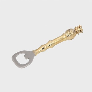 Ouvre-bouteille vintage en laiton |   Décapsuleur manuel robuste à poignée dorée côtelée pour bar, maison, cadeaux de mariage, vente en gros - Product Image 2