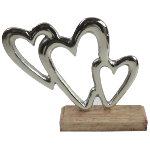 Triple Heart With Wooden Base Best Christmas Supplies Creative Ornaments for Home Table Desk Indoor <b>Decor</b> Trendy Sculptures - Product Image 1
