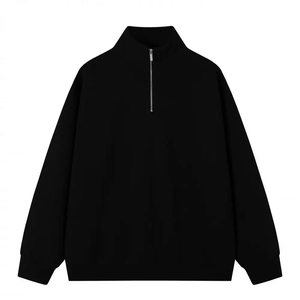 Sweat-shirts pour hommes en molleton graphique coupe décontractée avec logo brodé personnalisé, col montant et fermeture éclair quart de tour - Product Image 1